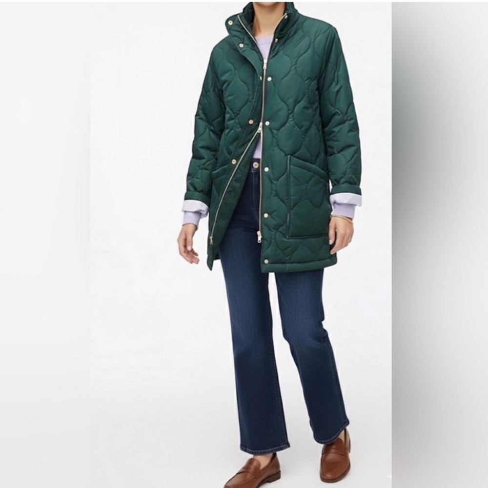 J. Crew City Puffer Coat Green Small